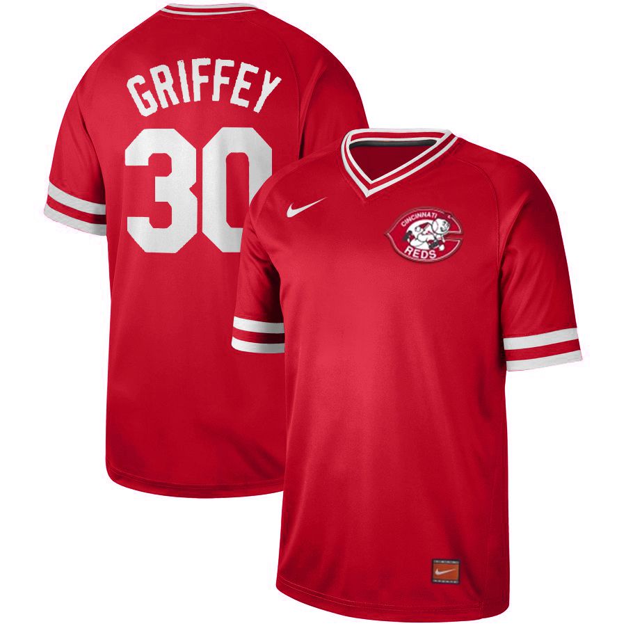 Men Cincinnati reds #30 Griffey Red Nike Cooperstown Collection Legend V-Neck MLB Jersey->texas rangers->MLB Jersey